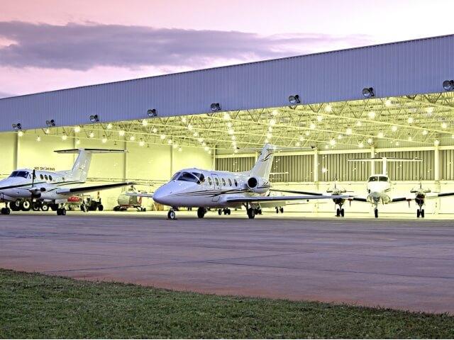 Airplane Hangar with LED Lighting