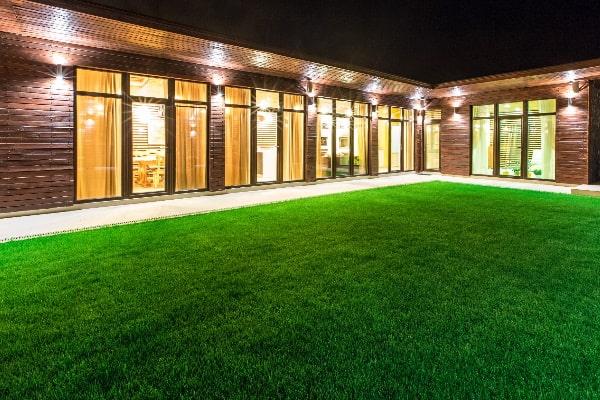 Manicured Lawn lit by edge lighting